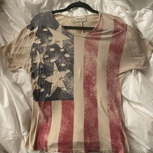 NWOT - American flag shirt with holes - size small